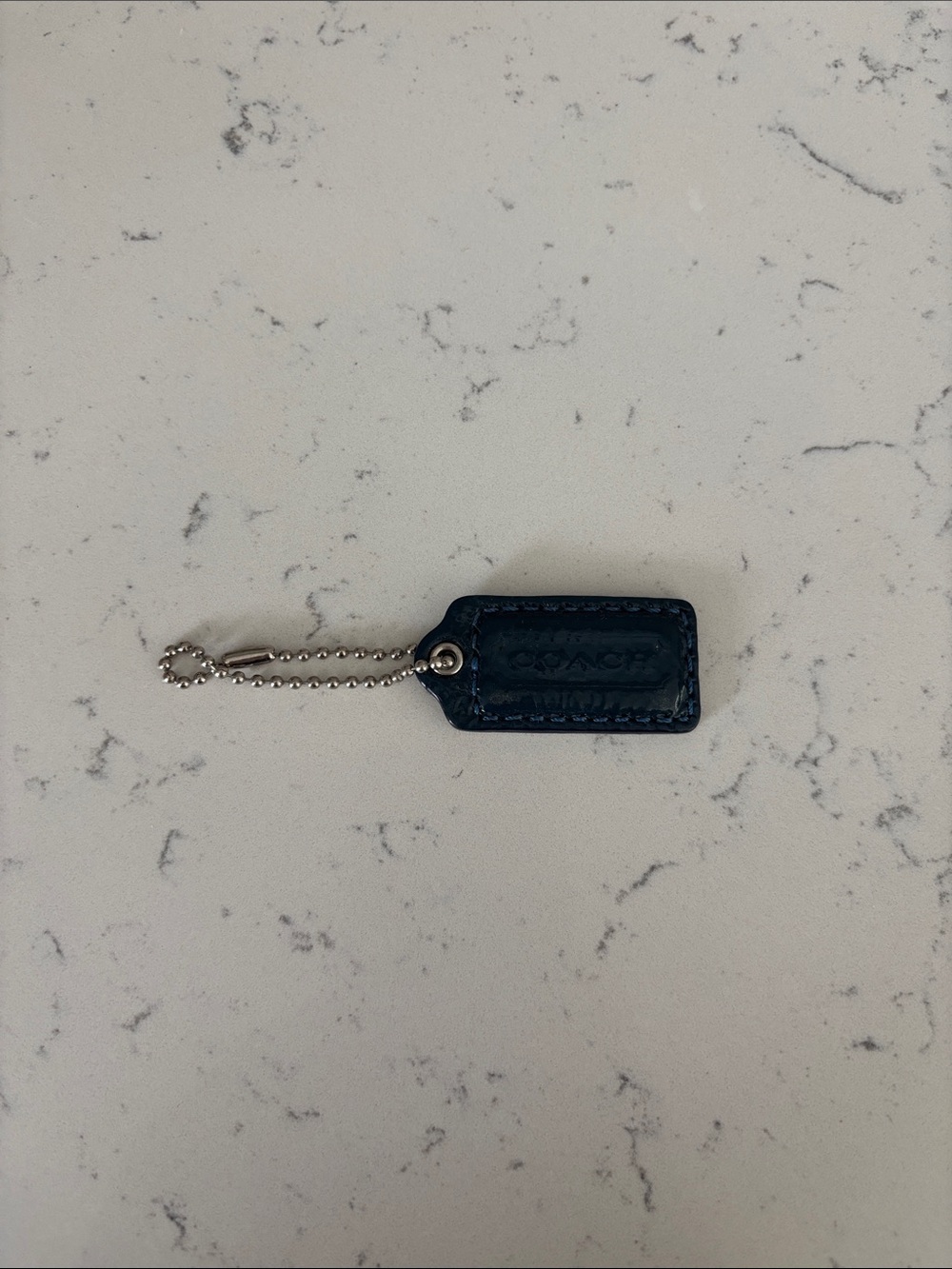 Coach Navy & Silver Leather Hangtag